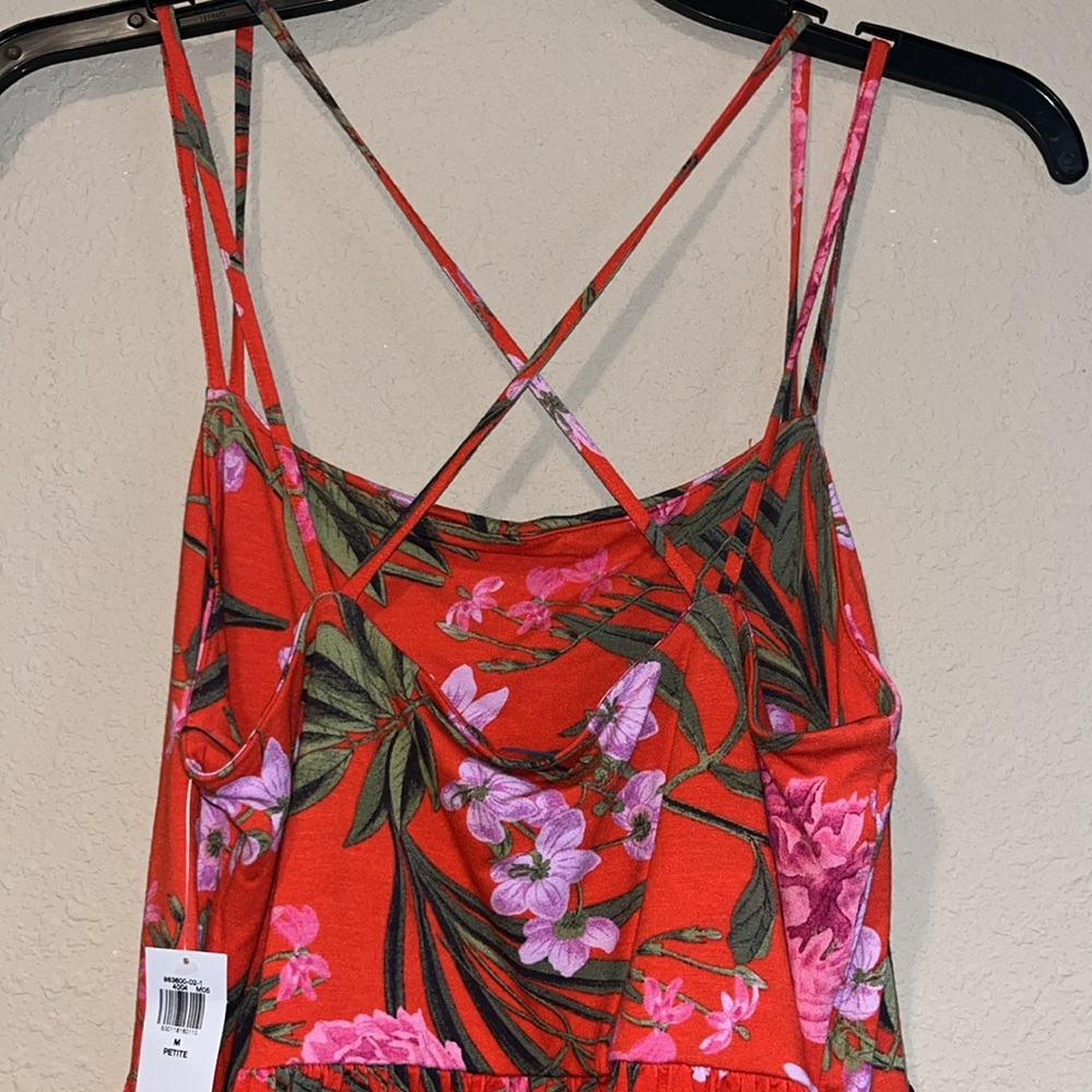 NWT Old Navy Red/Orange Floral Soaghetti Strap Dress M - Picture 6 of 8